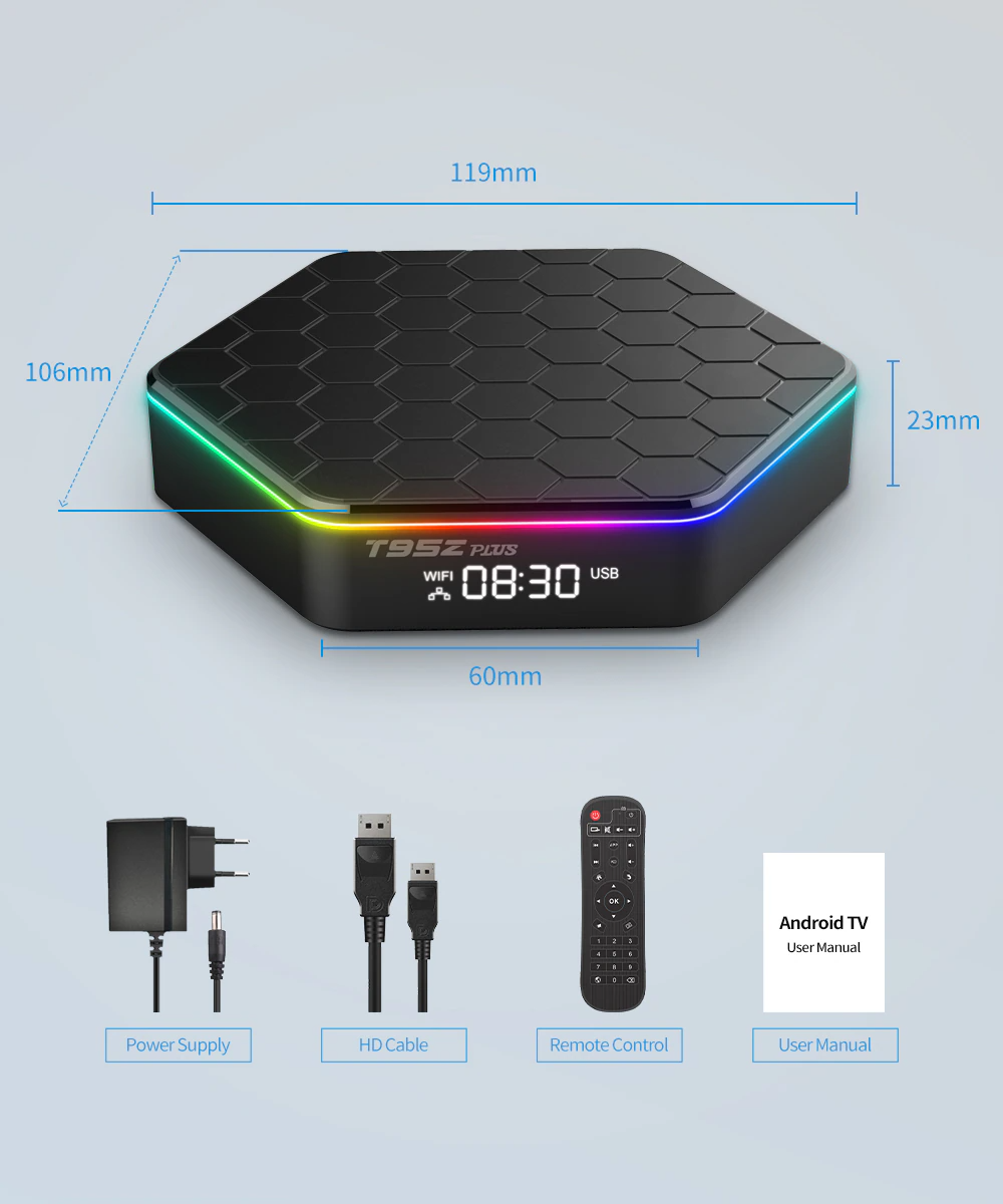 2025 Upgraded T95Z Plus Smart Android 12.0 TV Box Quad Core 6K HD Stream Player
