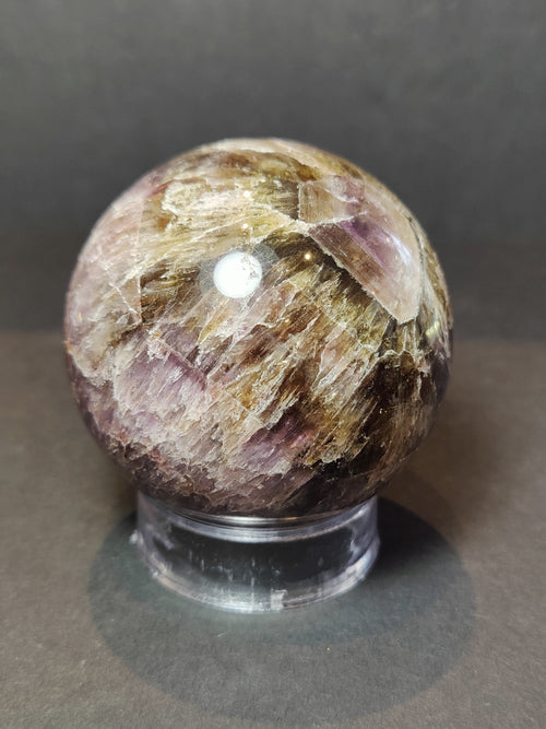 Cacoxenite Amethyst Polished Sphere Sculpture