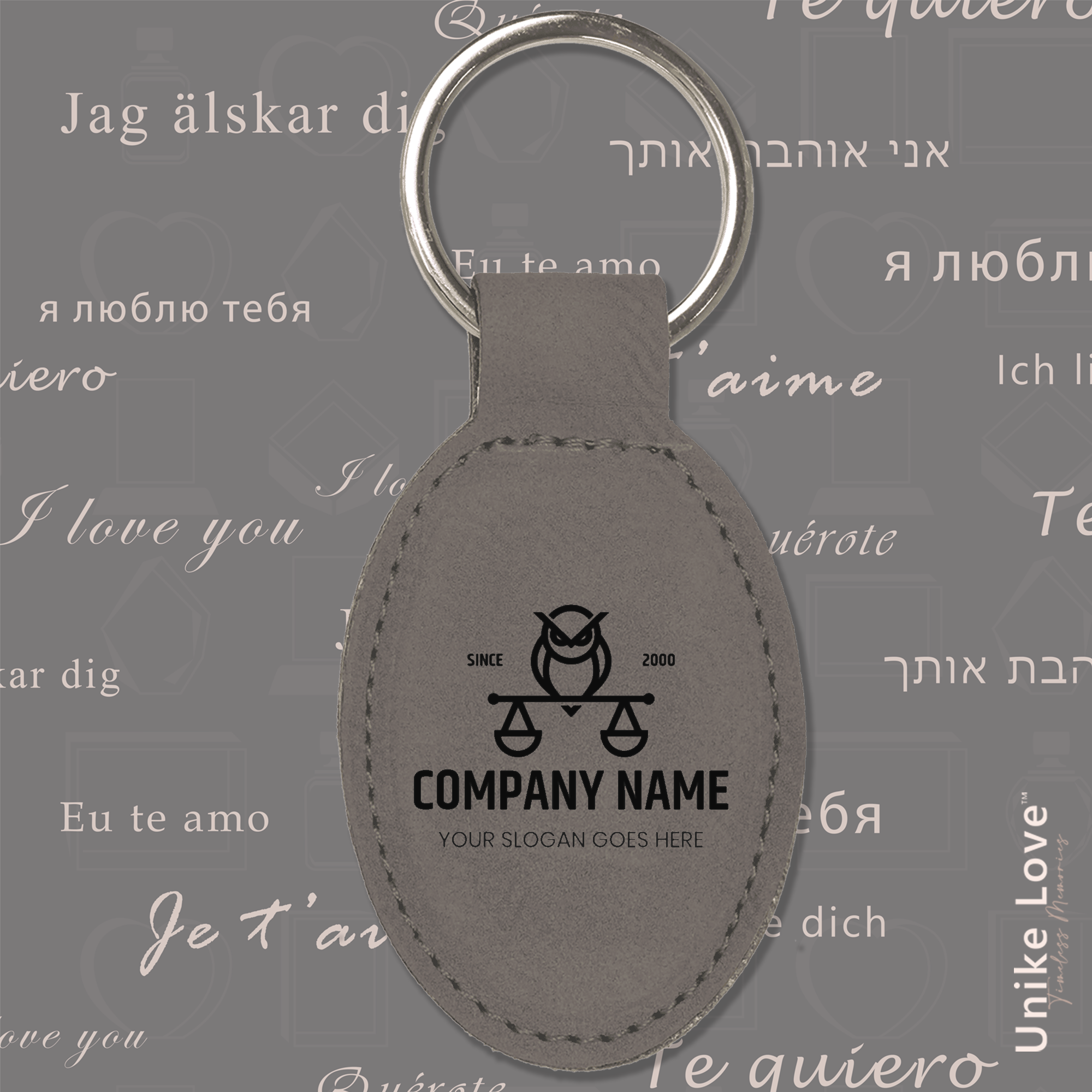 Oval Keychain on Leatherette