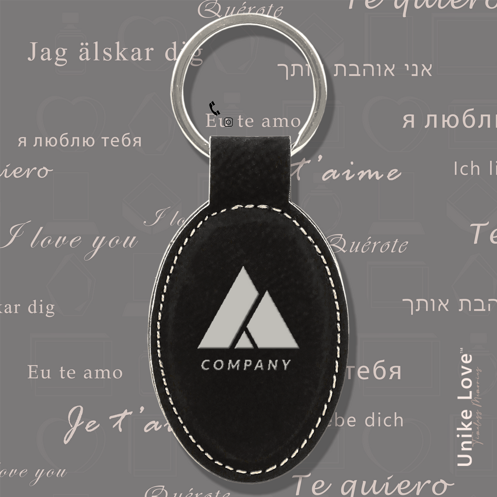 Oval Keychain on Leatherette