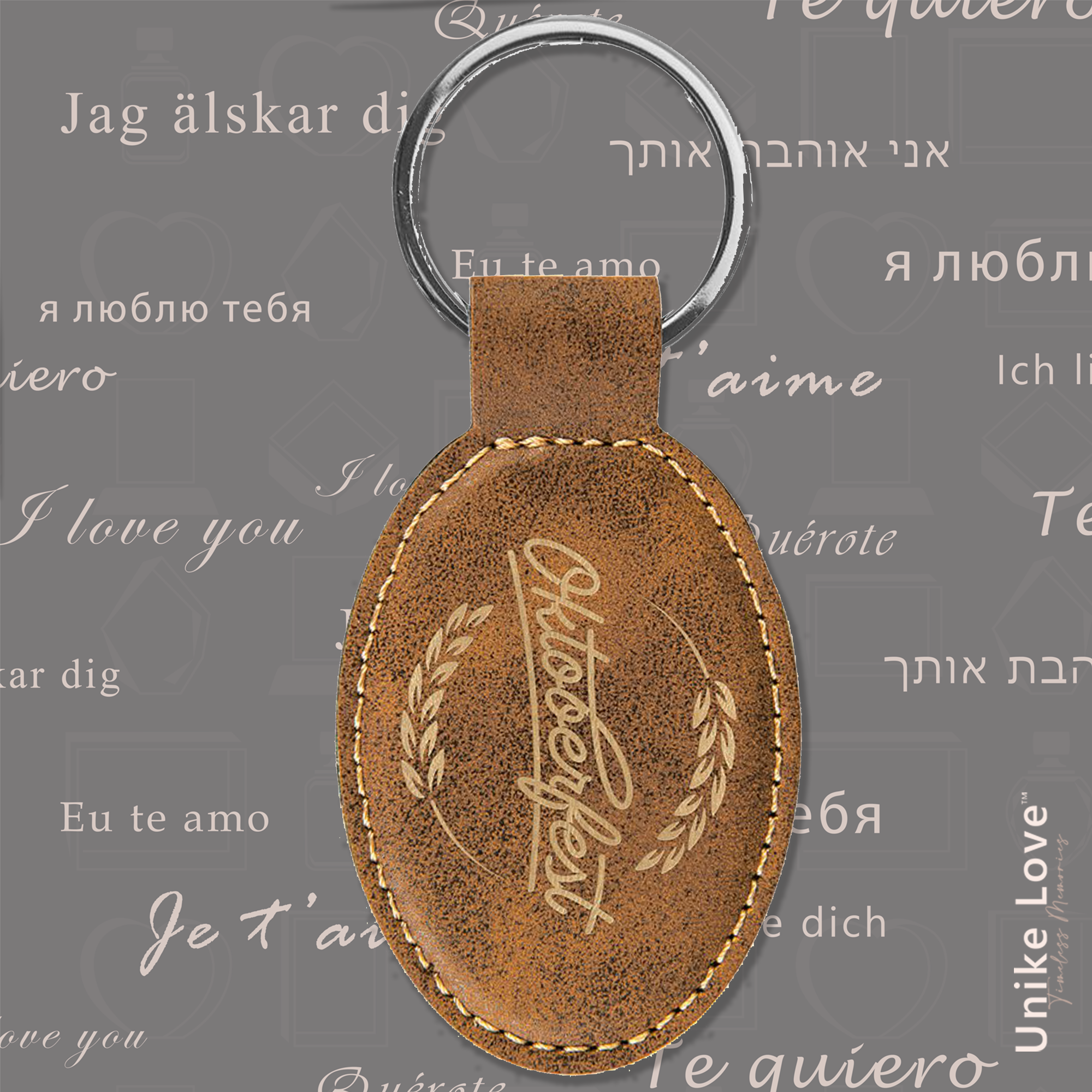 Oval Keychain on Leatherette