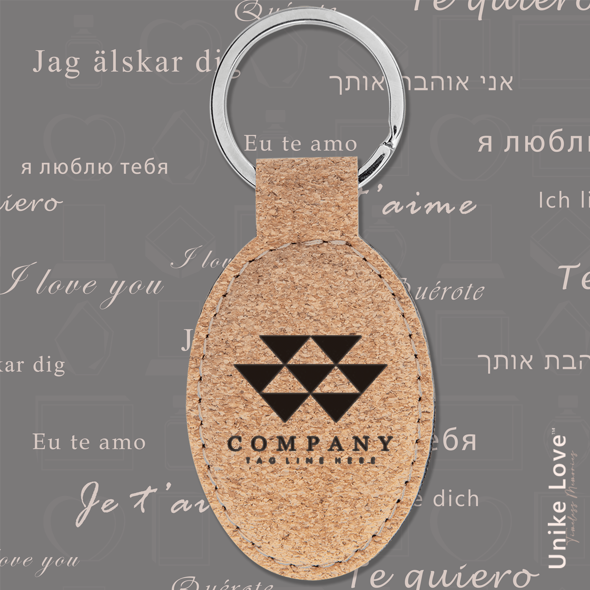 Oval Keychain on Leatherette
