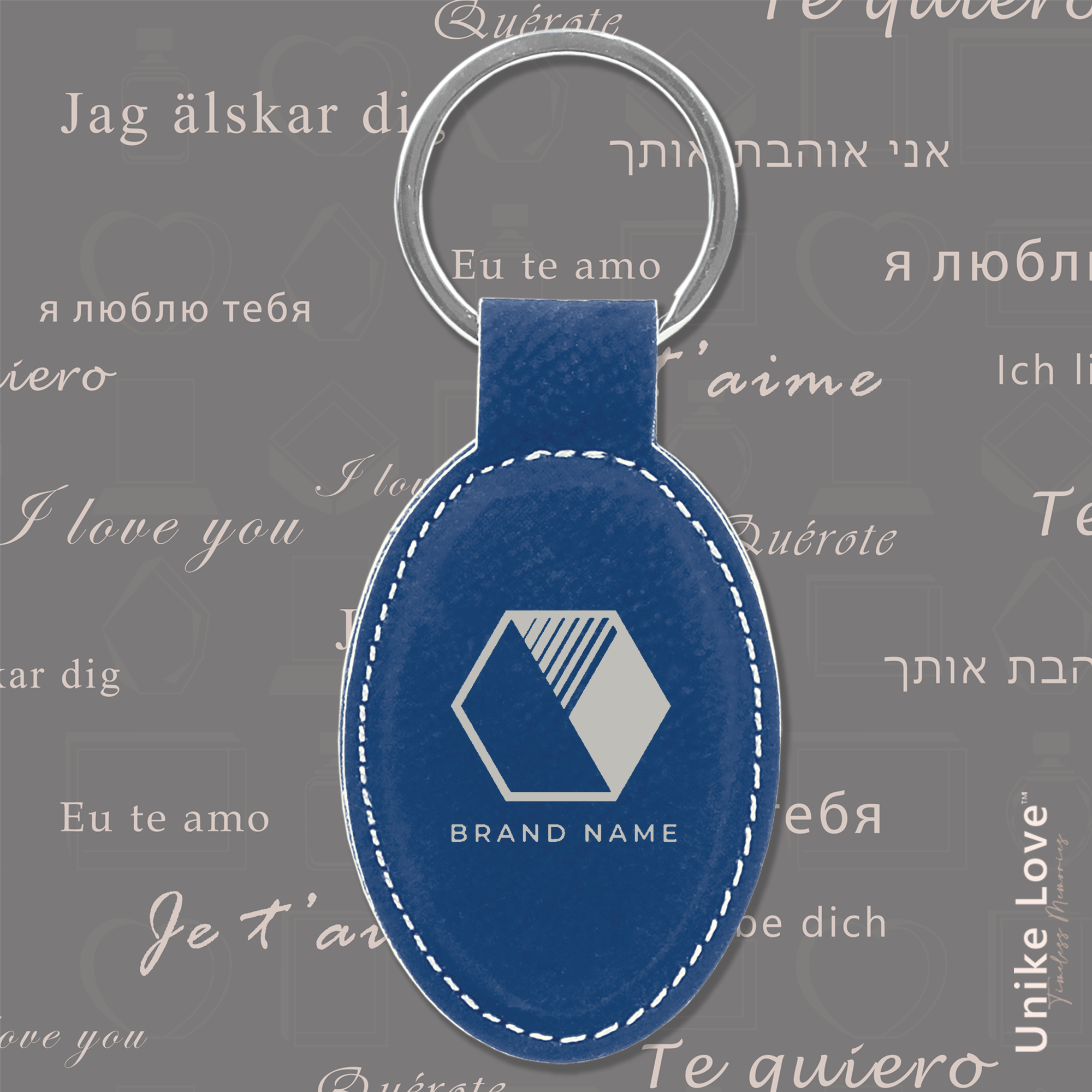Oval Keychain on Leatherette