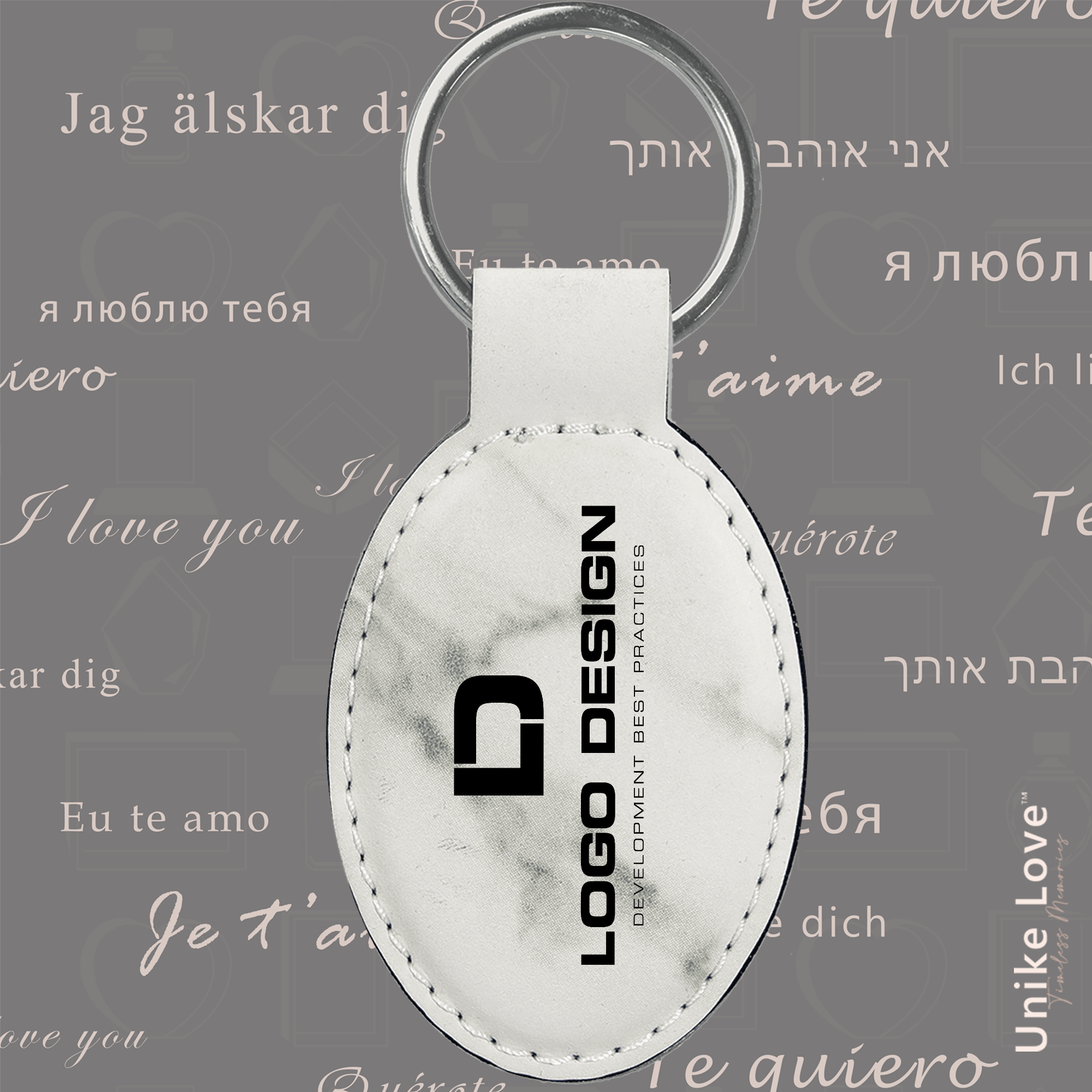 Oval Keychain on Leatherette