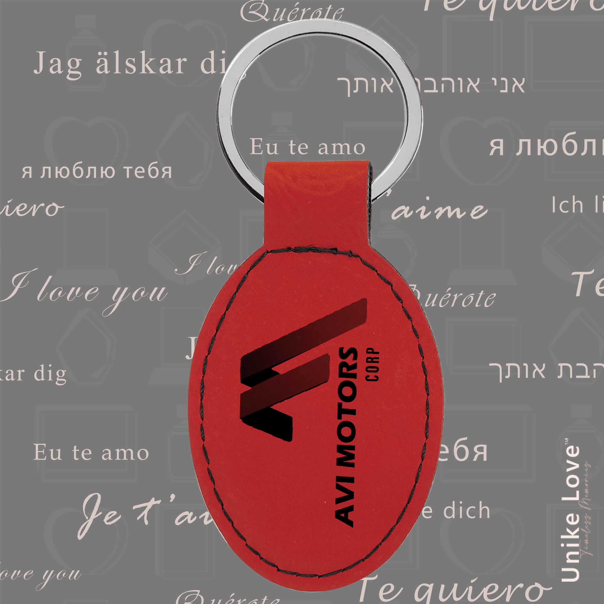Oval Keychain on Leatherette