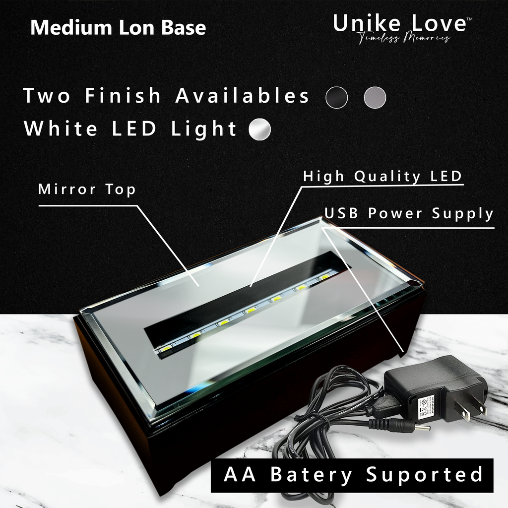 Medium Long LED Light Plastic Base | Black Finish